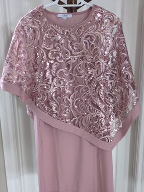 Cleo Rose Pink Sequin Cape Dress